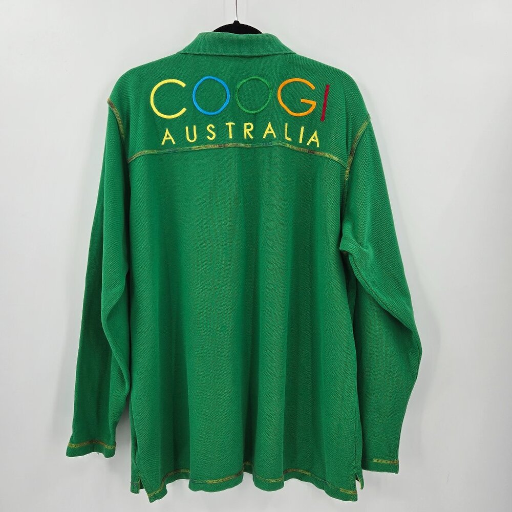 COOGI Long Sleeve Collared Polo Shirt Green 90s Vintage